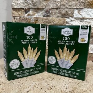 Set of 2 box 100Ct Warm White Mini LED Wedding Christmas Lights With White Wire